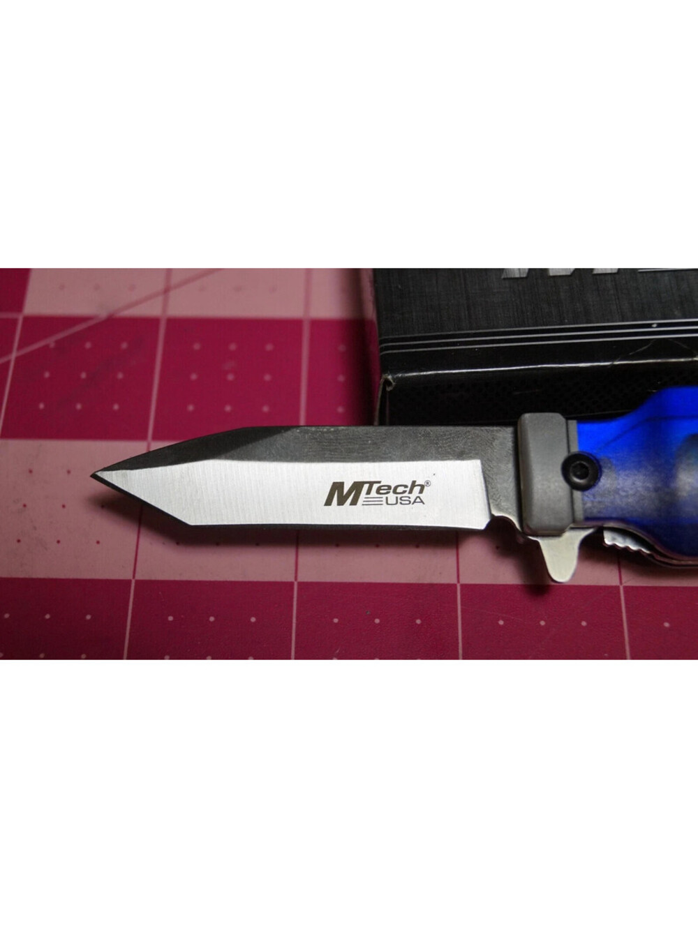 MTech Linerlock Folding Knife 2.5" Stainless Blade Blue ABS/Vodka Bottle Handle